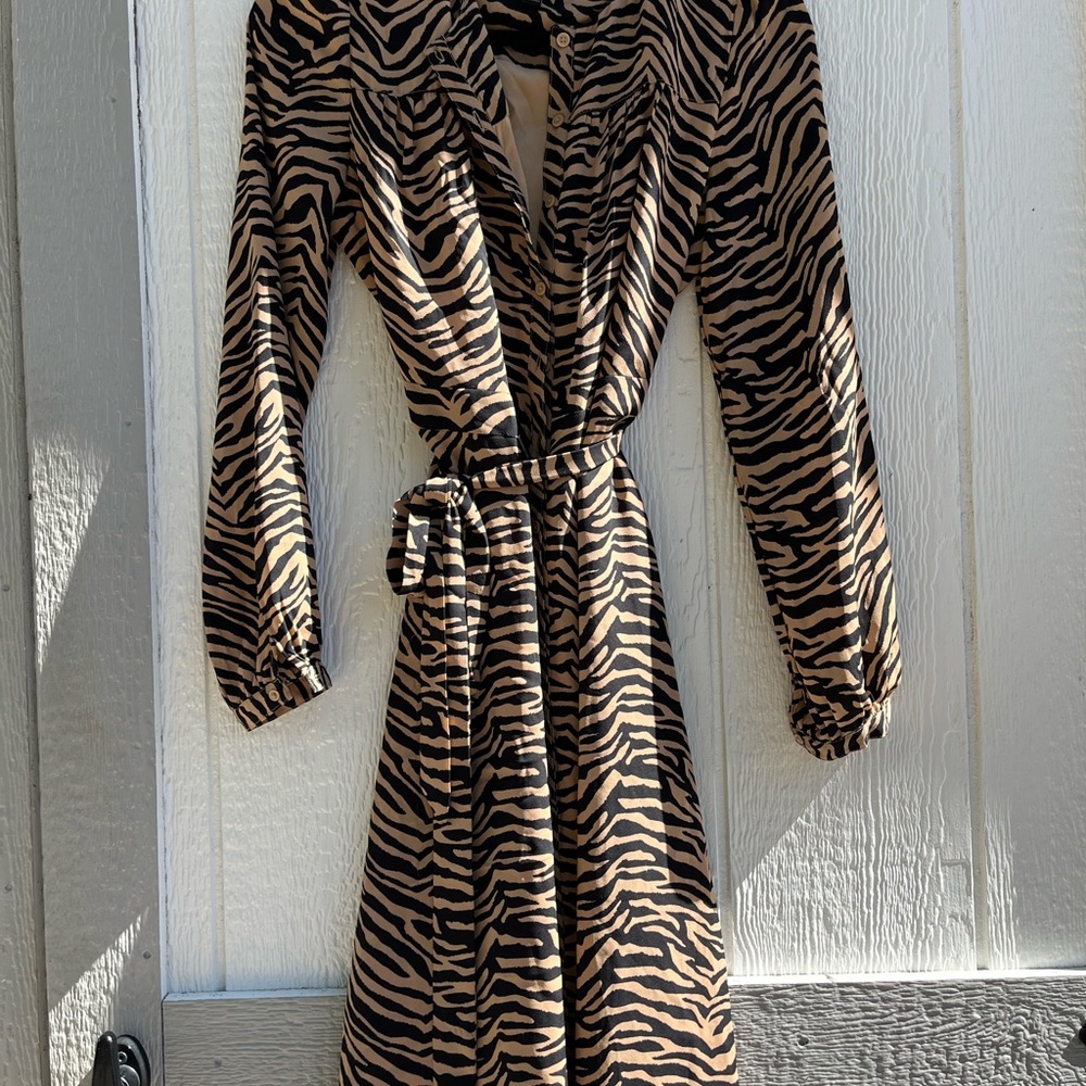 Banana Republic Black and Tan Animal Print Dress